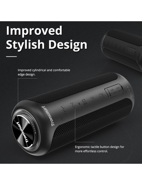 Tronsmart T6 Plus Edizione aggiornata Altoparlante portatile Bluetooth 5.0 con potenza fino a 40W Suono a 360° IPX6 NFC - Nero Negozio