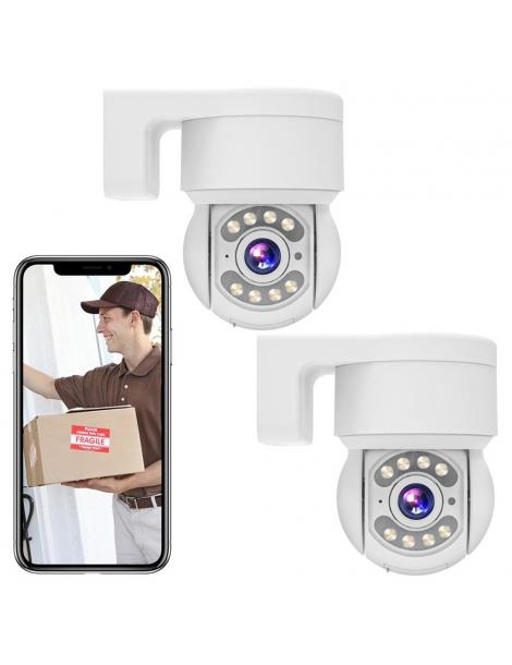 2 Pezzi TALLPOWER C48 Telecamera WiFi per esterni HD 2K 4MP visione notturna inclinazione panoramica a 360° Offerta settimanale