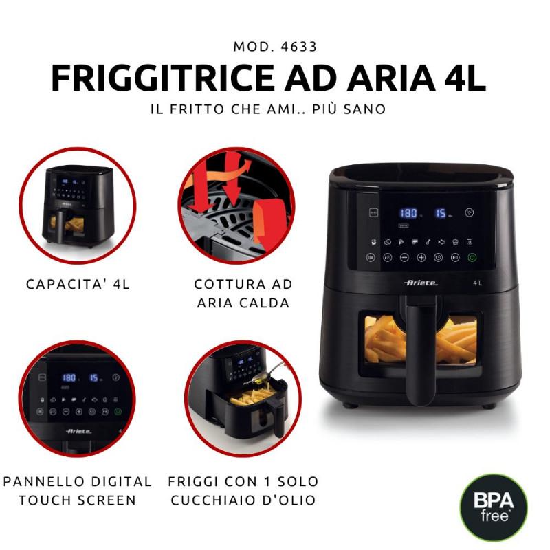 Ariete FRIGGITRICE AD ARIA 4LITRI CON VETRO Spedizione Gratuita