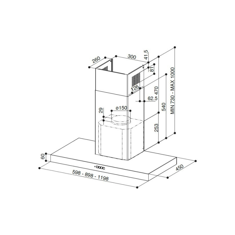 FABER S.p.A. Stilo Comfort X A90 Cappa aspirante a parete Acciaio inox 690 m³/h B Promozione Limitata