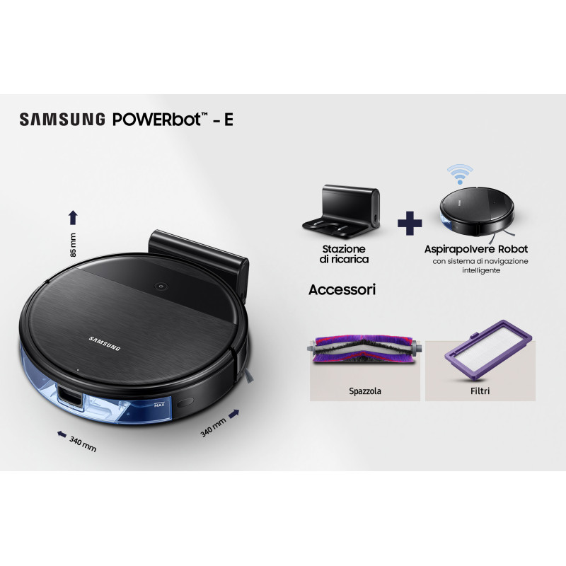 Samsung Robot Aspirapolvere POWERbot™ 2 IN 1 Aspira e Lava VR05R5050WK Pezzi Unici