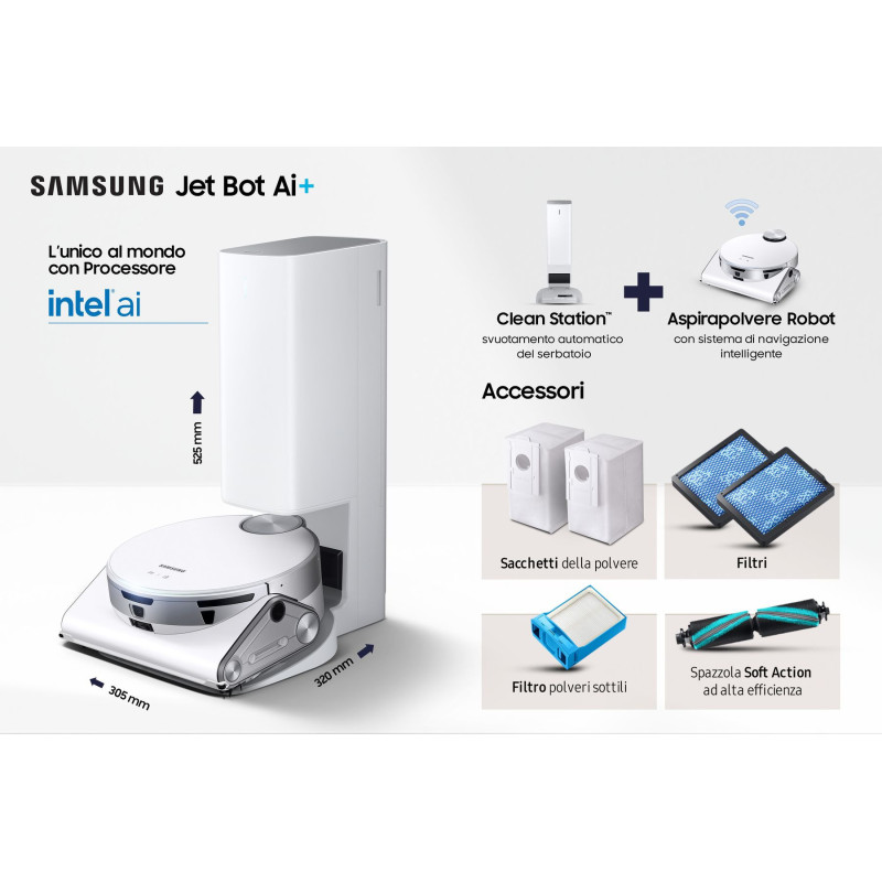 Samsung Robot Aspirapolvere Jetbot AI+ VR50T95735W Convenienza
