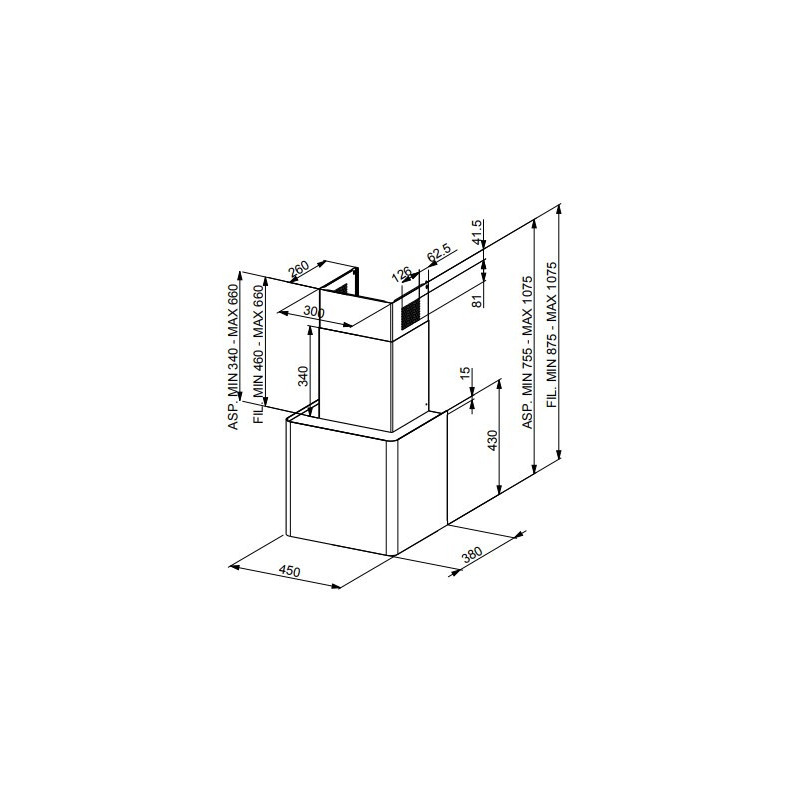 FABER S.p.A. Lithos EG6 WH Led A45 Cappa aspirante a parete Bianco 580 m³/h C Saldi