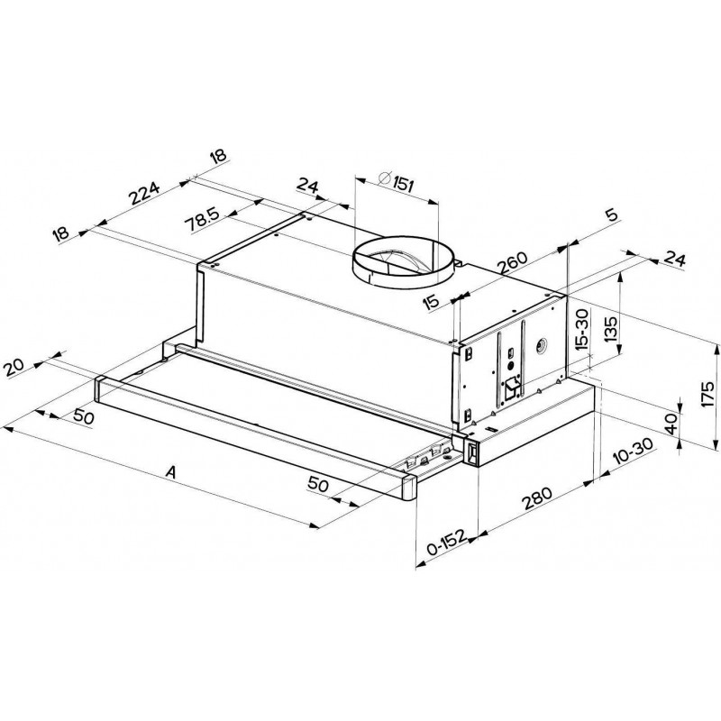FABER 315.0635.133 Cappa Cucina Aspirante Sottopensile FLEXA NG HIP AM/X A60 420m3/h Acciaio Inox In Linea