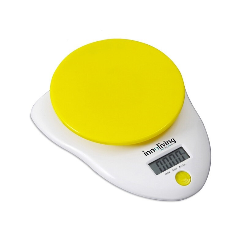 Innoliving INN-126 Bianco Giallo Superficie piana Rotondo Bilancia da cucina elettronica Moda