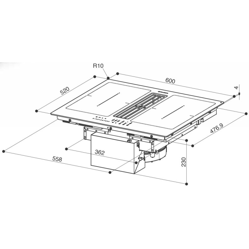 FABER S.p.A. Galileo Smart BK A600 Nero Da incasso 60 cm Piano cottura a induzione 4 Fornello(i) Pezzi Unici