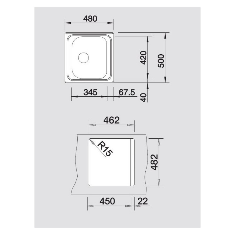 BLANCO 1619425 Lavello Tipo 45 1 vasca 48x50cm Acciaio Inox In Vendita